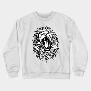 Roaring Lion Face Art Silhouette Drawing Crewneck Sweatshirt